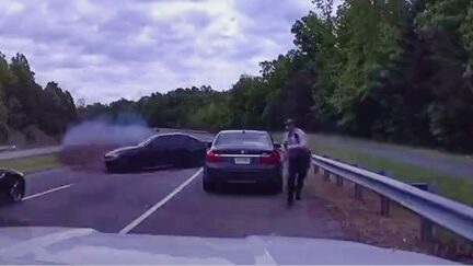 WATCH Cop on Foot Gets WIPED OUT By Car Doing 120 In Jaw-Dropping Video — But He's OK!