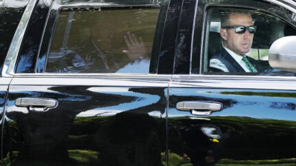 Former President Donald Trump leaves his Trump National Doral resort, Tuesday, June 13, 2023 in Doral, Fla