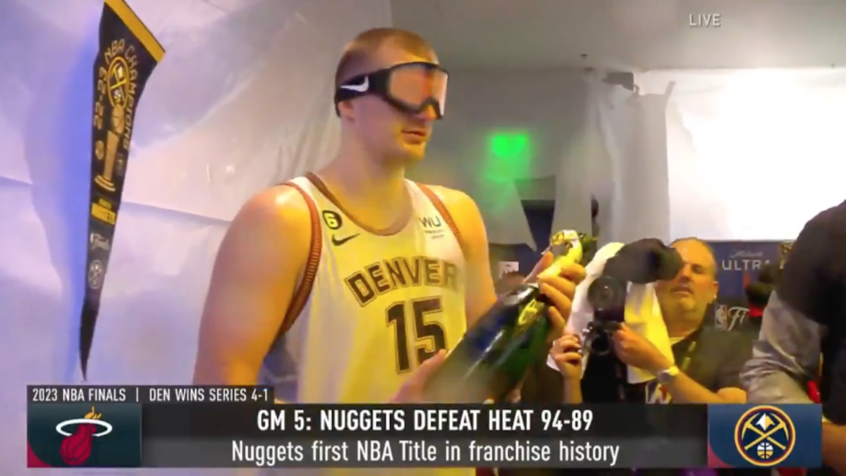 NBA 2023: Nikola Jokic's champagne shower celebration, understated answer  after Denver Nuggets win title