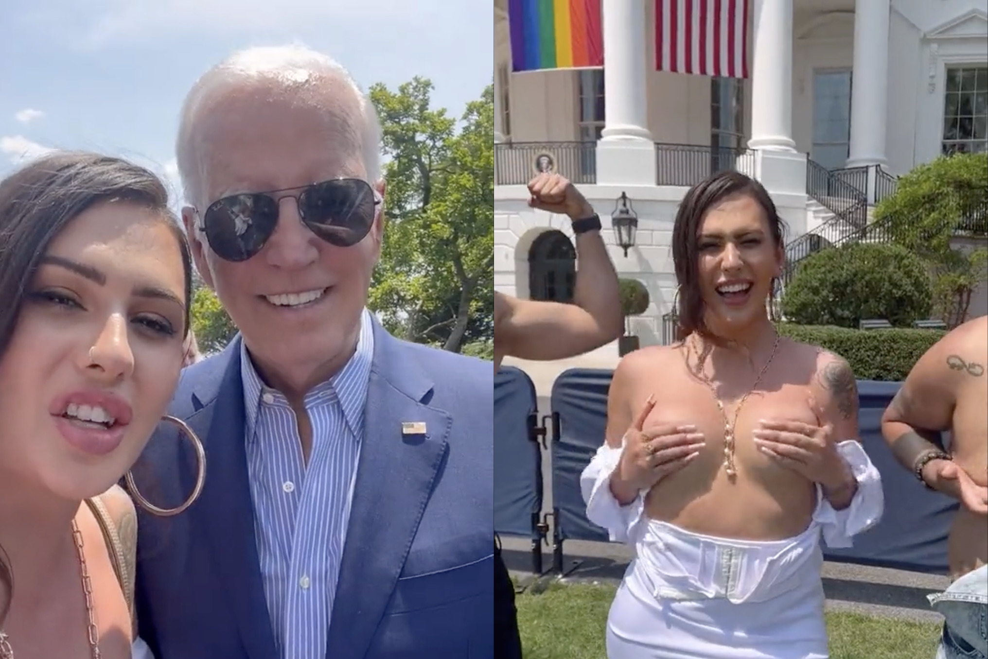 Biden's biggest boob yet: Transgender model bares her BREASTS on