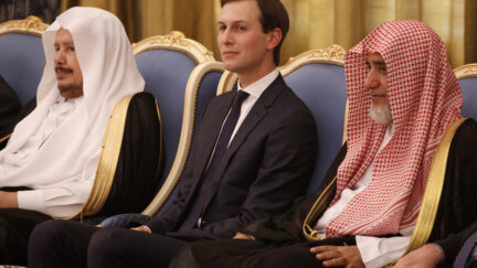 White House senior adviser Jared Kushner watches a ceremony where President Donald Trump was presented with The Collar of Abdulaziz Al Saud Medal, at the Royal Court Palace, Saturday, May 20, 2017, in Riyadh.