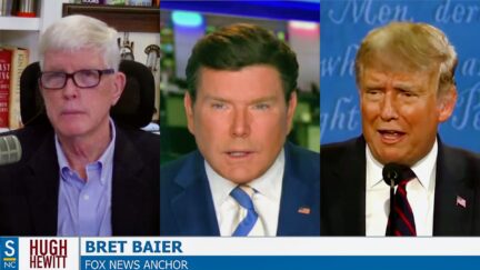 Hugh Hewitt Bret Baier Donald Trump debate 3-shot split image