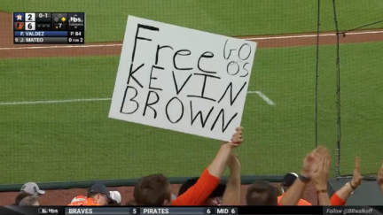 Baltimore Orioles fans holds up a 