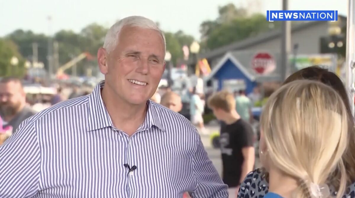 Mike Pence talking to NewsNation reporter in Iowa