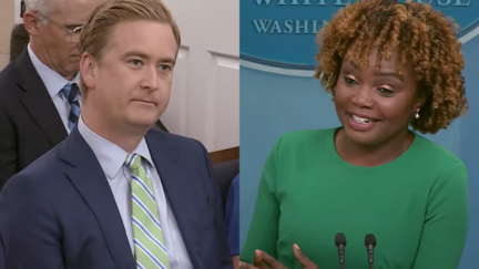 Peter Doocy and Karine Jean-Pierre