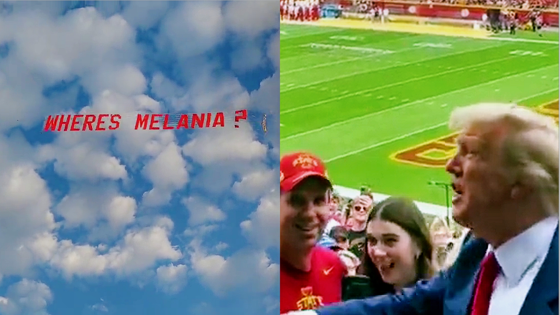 Brutal Coverage Of Trump Visit To Iowa Game Includes 'Where's Melania Banner — Middle Fingers