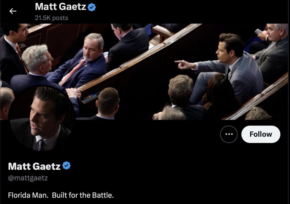 Matt Gaetz twitter bio screenshot