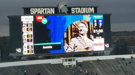 MSU's Spartan Stadium shows image of Hitler during pregame trivia