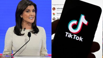 Nikki Haley and TikTok logo