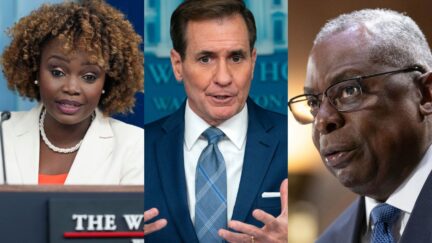 Karine Jean-Pierre, John Kirby, and Lloyd Austin