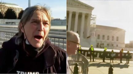 'He May Never Leave Office!' Anti-Trump Protester on Supreme Court Steps Says If Trump Wins There's 'Plan' To Keep Power
