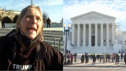 'White Supremacy and Fascist Creep!' Protester Rails Against 2nd Trump Term on Supreme Court Steps