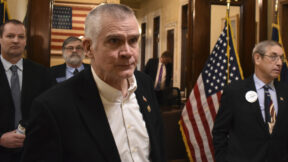 Republican Rep. Matt Rosendale leaves the Montana Secretary of State's office after filing paperwork to run for U.S. Senate, Friday, Feb. 9, 2024, at the state capitol in Helena, Mont. Rosendale is entering the race after GOP leaders in the senate had discouraged him from running.