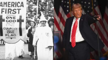 Images of KKK next to Donald Trump from Biden-Harris campaign ad