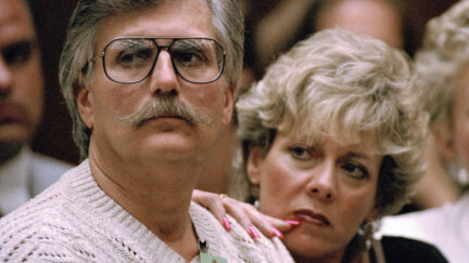 Fred Goldman (L) and his wife Patti Glass sit in the courtroom as O. J. Simpson appears in Los Angeles County Superior Court for his preliminary hearing in Los Angeles, California, Thursday, June 30, 1994. Simpson is charged in the slashing deaths of his ex-wife, Nicole Brown Simpson, and her friend Ron Goldman. Fred Goldman is the father of Ron Goldman.