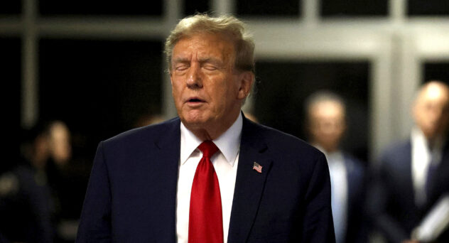 Donald Trump leaves State Supreme Court in Manhattan, on Monday, April 15, 2024, in New York