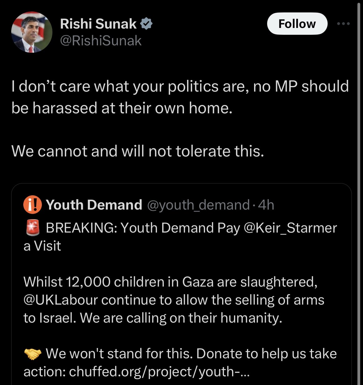 Rishi Sunak Deletes Tweet Condemning Youth Demand Gaza Protest Outside ...