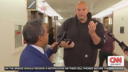 Fetterman talking to Manu Raju