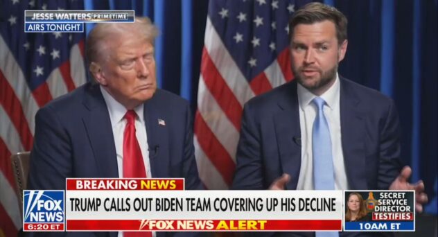 Trump and JD Vance Tell Jesse Watters Biden Dropping Is a ‘Coup’ Before Calling to ‘Invoke the 25th Amendment!’ (mediaite.com)