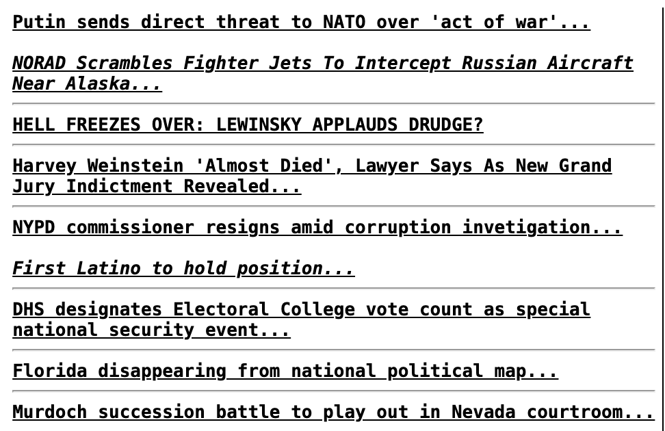 Drudge Report Monica Lewinsky Headline
