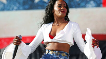 FILE - In this April 10, 2015 file photo, Azealia Banks performs at the 2015 Coachella Music and Arts Festival in Indio, Calif.