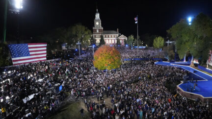 Supporters of Democratic presidential nominee Vice President Kamala Harris attend an election night campaign watch party Tuesday, Nov. 5, 2024, on the campus of Howard University in Washington.