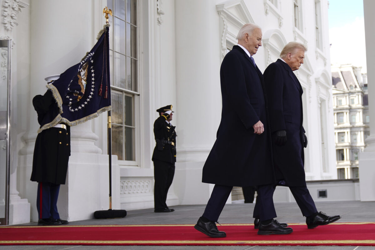 Joe Biden and Donald Trump leaving White House on Inauguration Day