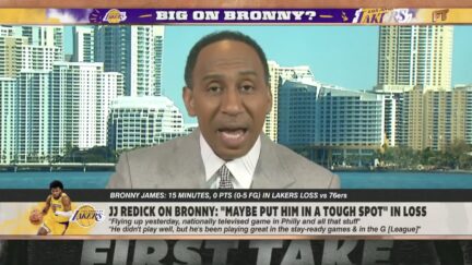 Stephen A. Smith reacts to Bronny James's performance against the 76ers
