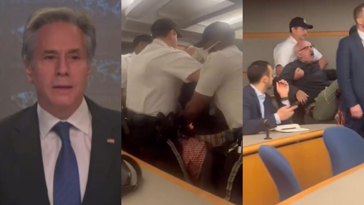 Anthony Blinken interrupted at briefing