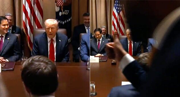 Trump Caught On Hot Mic Telling Fox Host To Praise Cabinet Meeting As Press Files Out: ‘Say It Was Unbelievable!’ (mediaite.com)