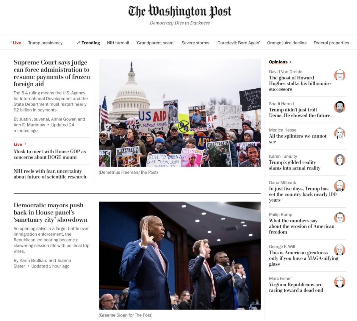 Washington Post website homepage