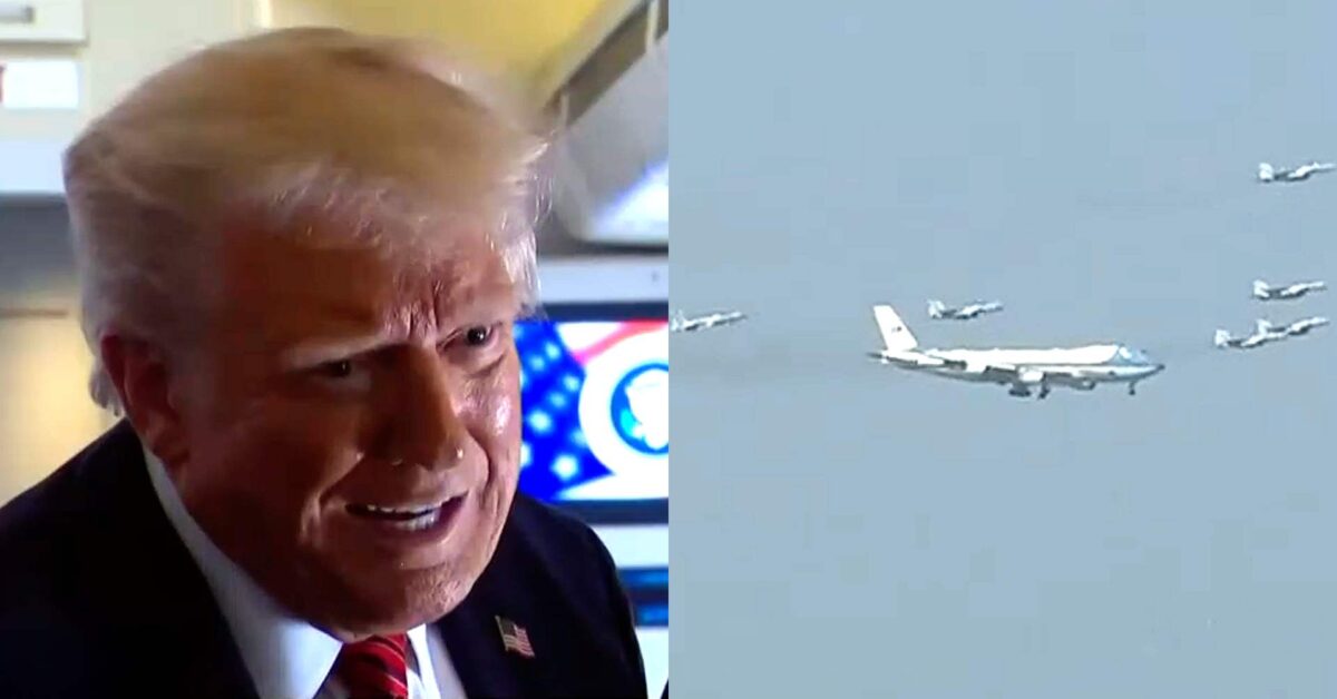 Trump Alarms Reporters On Air Force One By Telling Them 'We Need' 8-Fighter Plane Escort