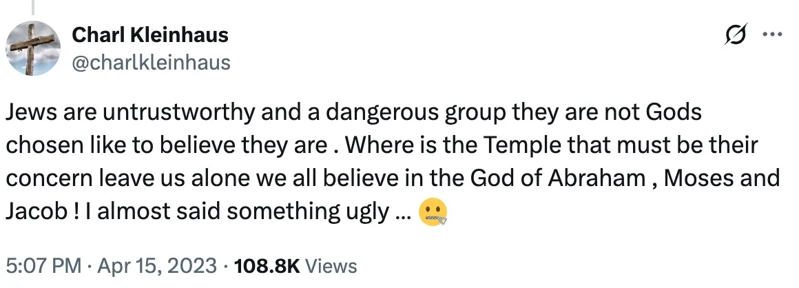 Charl Kleinhaus tweet