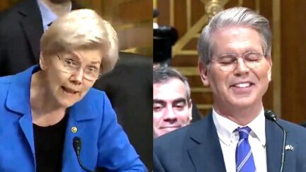 Scott Bessent couldn't help but laugh at Sen. Elizabeth Warren's (D-MA) crack.jpg