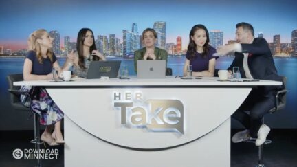 Adam Sosnick throws tampon at Ana Kasparian