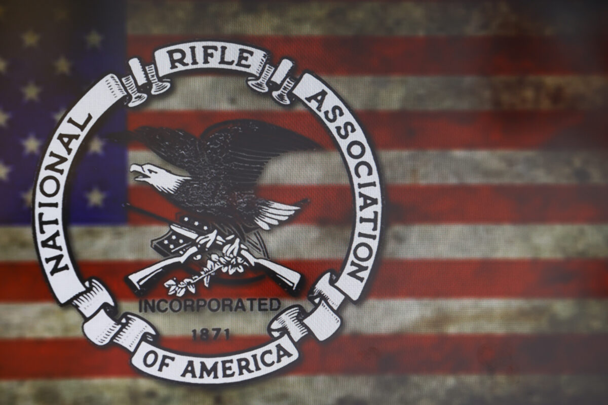 NRA National Rifle Association logo and American flag