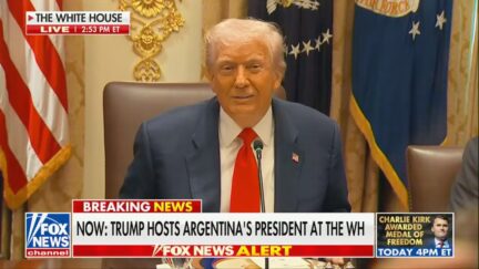 trump grinning at reporter