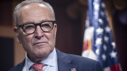 Senate Minority Leader Chuck Schumer looking annoyed