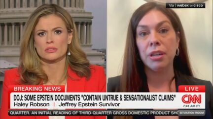 Pamela Brown interviewing Epstein survivor Hayley Robson