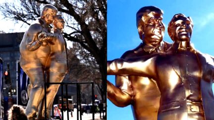 Newly-Erected Trump-Epstein Statue Depicts Former Pals As Famous Lovers