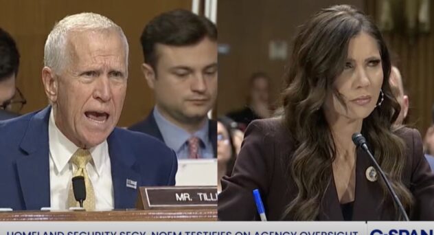 Sen. Thom Tillis shredding DHS Sec. Kristi Noem
