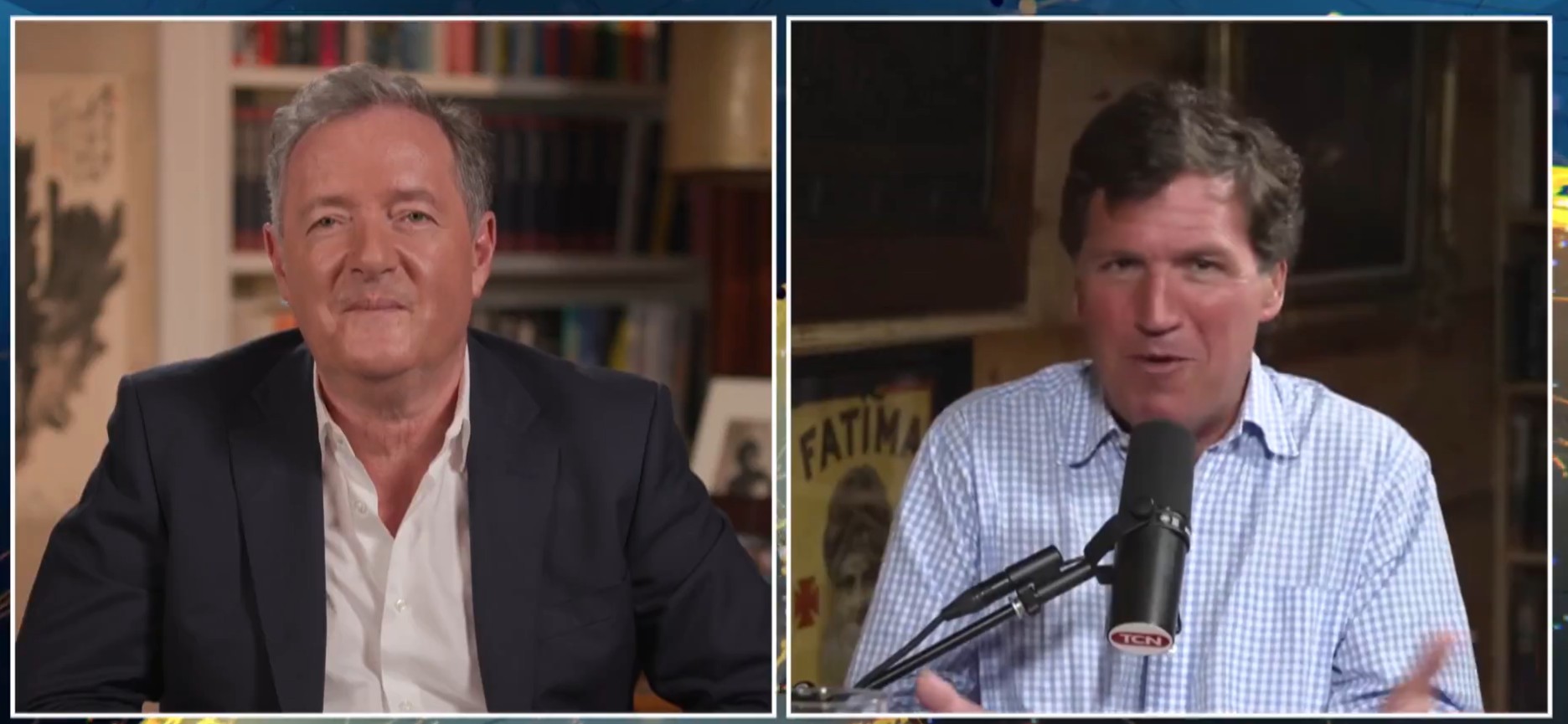 Tucker Carlson on with Piers Morgan