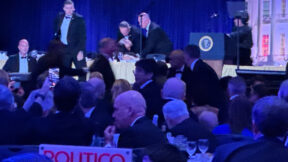 Secret service agents respond during the White House Correspondents Dinner