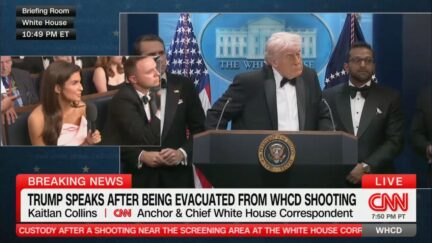 Kaitlan Collins asking Trump question after WHCD shooting