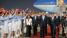 Donald Trump arrives in Beijing China