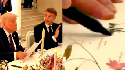 'Bravo!' Trump Signs Iran Deal in Versailles To Applause From French and U.S. Officials