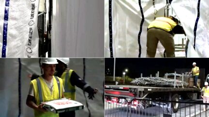 WATCH: The Moment Workers Pry Trump's Name Off Kennedy Center Behind Tarp By Hand — Drive Away When It's Done