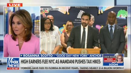 Rosanna Scotto with mamdani presser inset