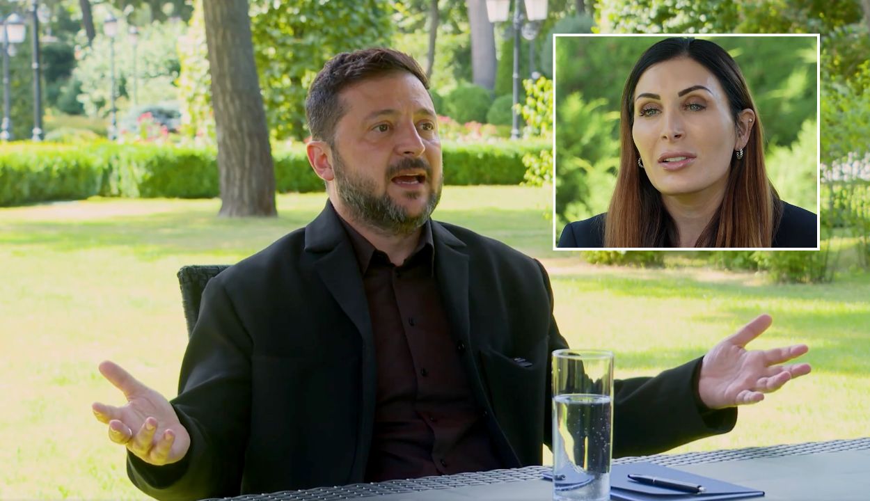 composite image of zelensky with inset of loomer