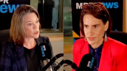 Angie Craig and Peggy Flanagan debating on MPR News